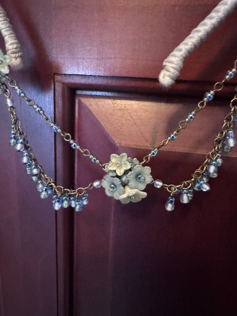 Handcrafted Pale Blue Floral Beaded Headband - Picture 3 of 3